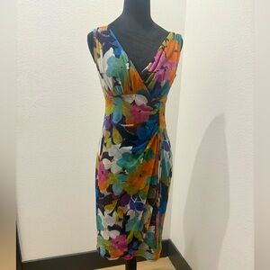 London Times Sleeveless Floral Print Dress Size 4